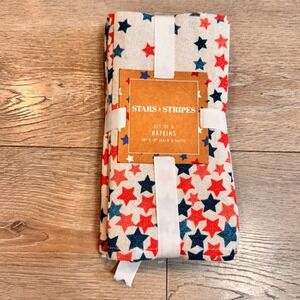 NWT Stars & Stripes Set of 6 Cloth Napkins Red Blue Patriotic 18x18 Cotton Blend